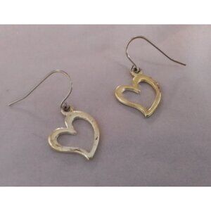 Gold Tone Heart-Shaped Dangle Earrings